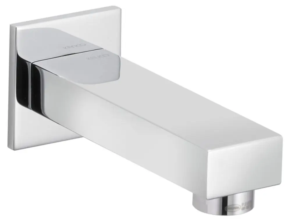 Chromierter Wanneneinlauf von Keuco mit rechteckigem Design und ausziehbarem Auslauf. Geeignet für den Einbau in Badezimmer.
